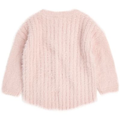 Mini girls light pink fluffy knit jumper